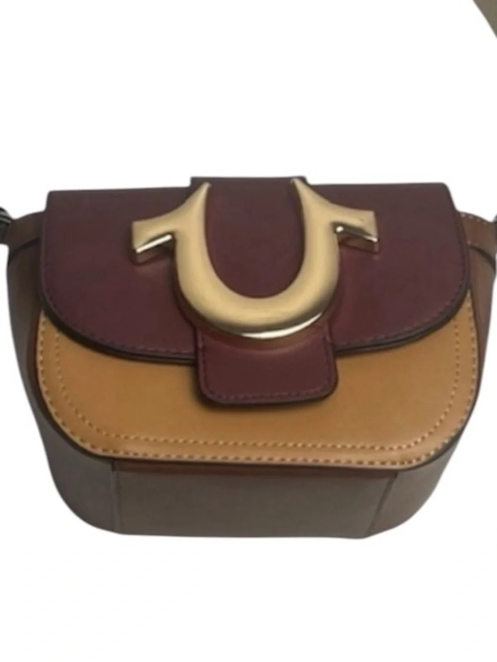 TRUE RELIGION Colorblock Crossbody Bag Gold Horseshoe Logo NWT